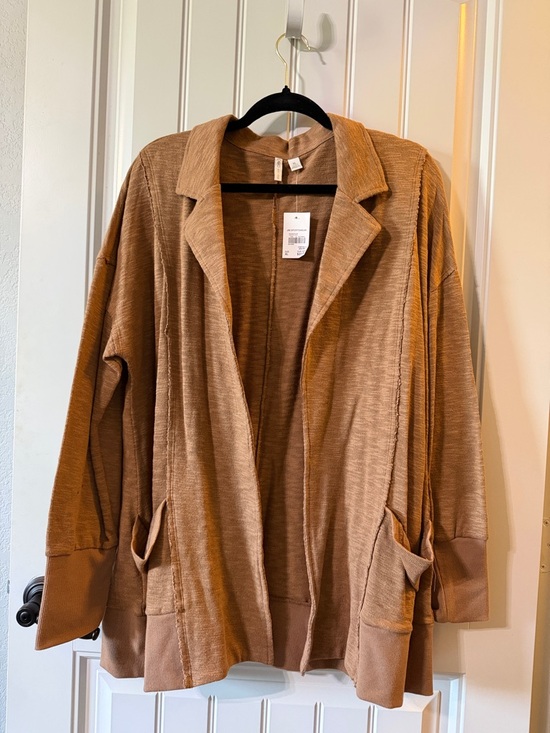 Cato Tops - Lightweight Open Front Cardigan Jacket in Camel